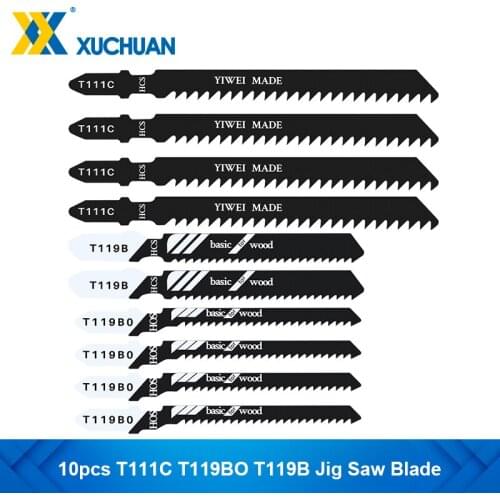 T-Shank Jig Saw Blade 10pcs T111C T119BO T119B Jigsaw Blade for Wood Cutting Tool HCS Steel Saw Blade