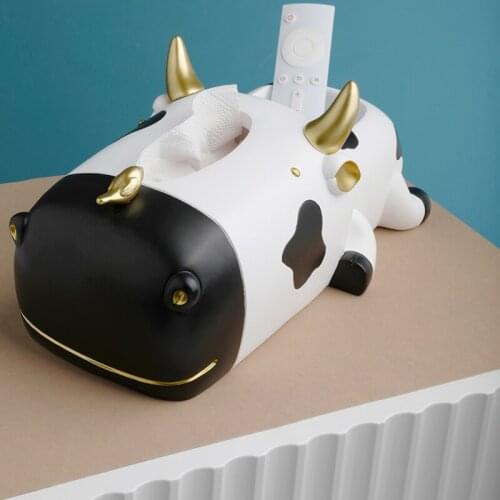 Cute Cow Tissue Box Multi Function Storage Box Living Room Dining Room Decoration Creative Carton Storage Box Organizer