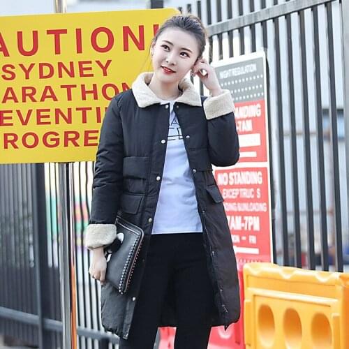 2019 Rushed Polyester Zipper Fashion Trendsetter Winter Cotton Girls Long Fund New Lamb Collar Cotton-padded Loose Coat Bread