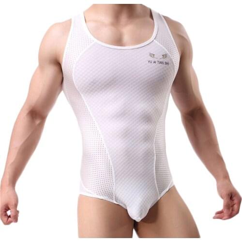 Undershirts Male Breathable Bodysuit Men Bodybuilding Undershirts Male Slim Body Shaper Fitness Wrestling Singlets Shirts