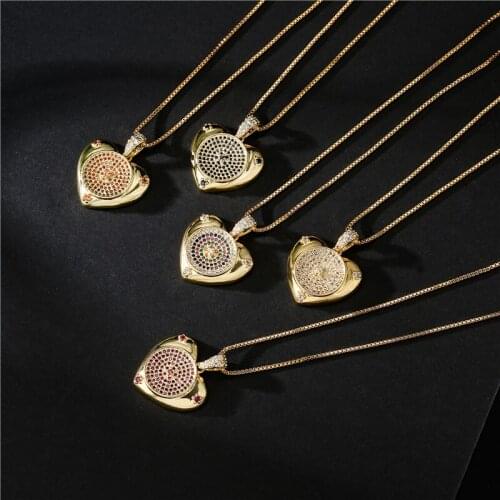 NEWBUY Brand Gold Color Copper Wedding Jewelry Female Engagement Necklace Fashion AAA CZ Heart Pendant Necklaces For Women Gift