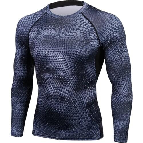 YD New Long Sleeve Shirt Men Quick Dry Mens T-shirts Snake Gyms Clothing Fitness Top Mens Rashgard Jersey
