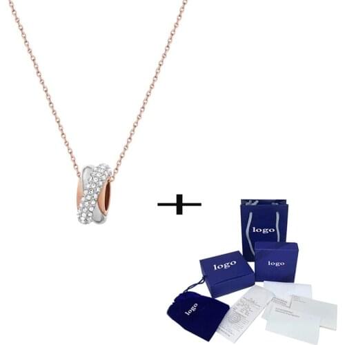 New Fashion Necklace Rose Gold with Silver Transparent Crystal Clavicle Romantic Luxury Jewelry Gift