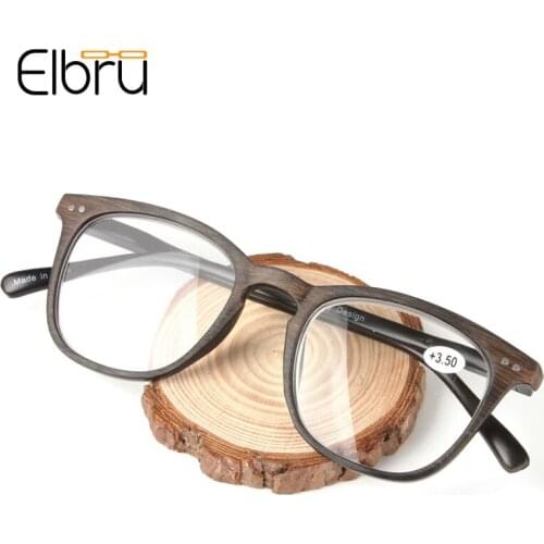 Elbru Imitation Wood Grain Reading Glasses For Female Fashion Women Men Presbyopic Eyeglasses High Quality Oversized Eyewear