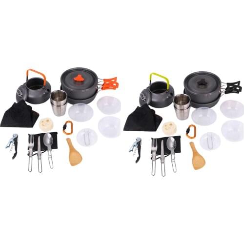 Camping Cookware Kit Lightweight Portable Backpacking Cooking Set Picnic Cooking Pot Pan Cup Sets For Camping Picnic Accessories