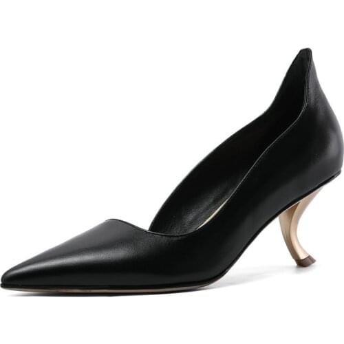 Sexy Style Women Genuine Leather Thin High Heels Party Wedding Shoes Woman Sexy Pointed Toe Prom Pumps New 2020 Shoes