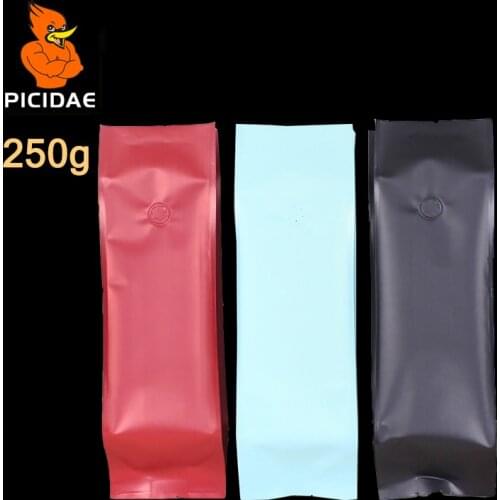 Half pound coffee candy chocolate nut food storage Bag 250 g Air Aluminum Standing Heat Organ four side foil Open Top valve seal