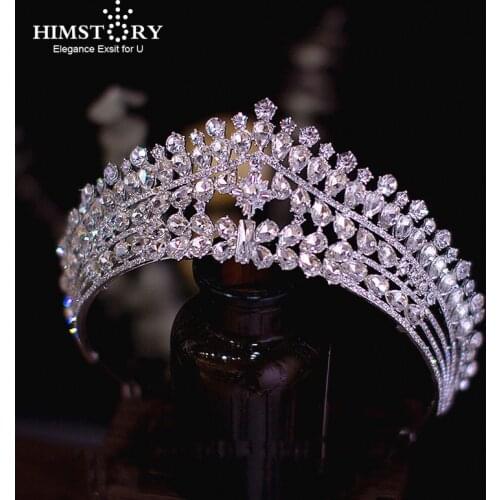 HIMSTORY Rhinestone Headband Wedding Tiara Bride Crown Hair Ornament Vintage Crystal Headdress Bridal Wedding Hair Accessories