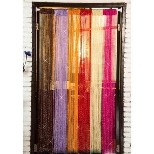 Drape Living Room Decor Valance String Curtain Shiny Tassel Line Curtains Window Door Divider