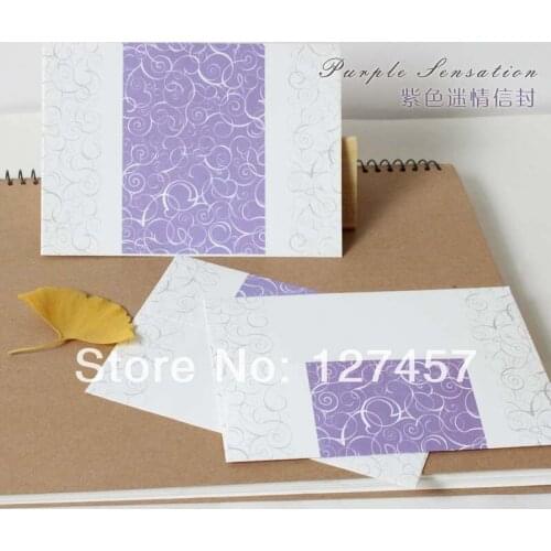 Romantic wedding invitations envelope letter pad greeting card purple envelope