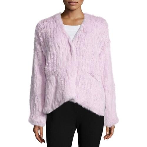 S-XXL Factory Direct Sale AU133 Brazil Australia Winter Top Quality 1*1 Thick Knit Rabbit Fur Jacket