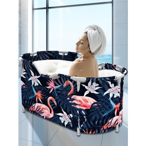 2 Persons Foldable Bathtub Flamingo Home Spa Bath Tub Bathing Soaking Tub For Adults Bath Tub Full Body Hot Tub