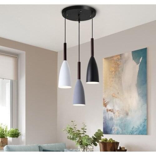 Modern Minimalism Droplight E27 Aluminum Wood Pendant Lights Home Restaurant Decor Lighting Lamp and Bar Showcase Light Fixture