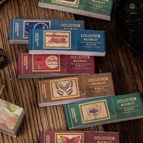 Retro Vintage Collection Booklet Deco Sticker Material Paper Pack Journal Scrapbooking Decoration Label Wholesale
