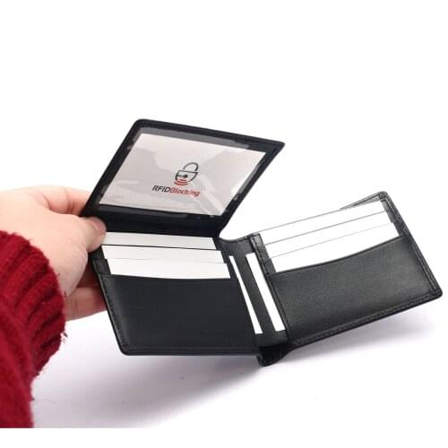 Factory new leather card holder wallet first layer cowhide RFID wallet anti-theft anti-demagnetization men wallets