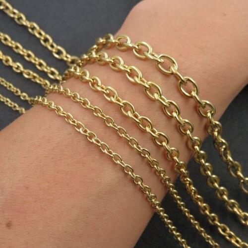2/2.5/3/4/4.5/5/6mm Gold-color Women Chain Stainless Steel O Link Chain Necklace Fashion Jewelry