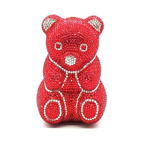 Lady Bear Shape 24 Colors Rhinestone Clutches Bag Girls Multicolored Diamond Clutch Purse Party Prom Handbags Female Purses Gift