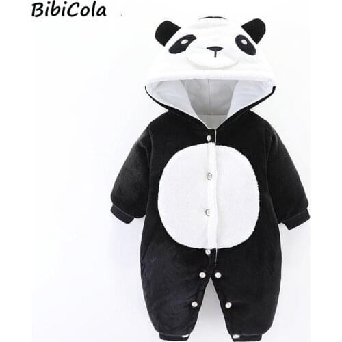 Winter Baby Overalls For Baby Girls Panda Romper Autumn Newborn Clothes Thick Wool Rompers For Baby Boys Jumpsuit Infant Clothes