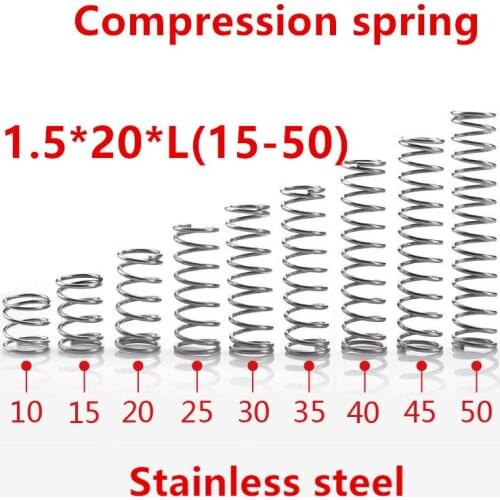 10pcs/lot 1.5*20*10/15/20/25/30/35/40/45/50mm spring 1.5mm stainless steel Micro small Compression spring