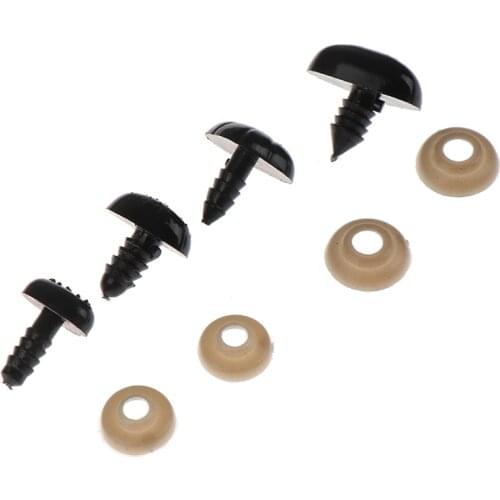 10pcs/bag Black Oval Ellipse Oblong Doll Safety Nose Eyes for Bear Stuffed Toys Snap Animal with Plug Washers DIY Craft