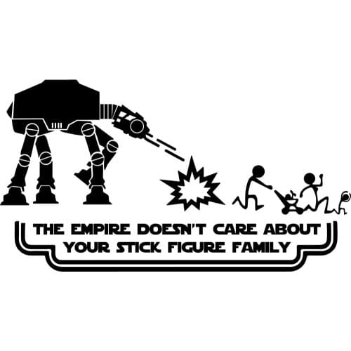 20cm wide Family The Empire Doesn't Care About Your Family Text Vinyl Funny Car Stickers Creative Car Decal TA025