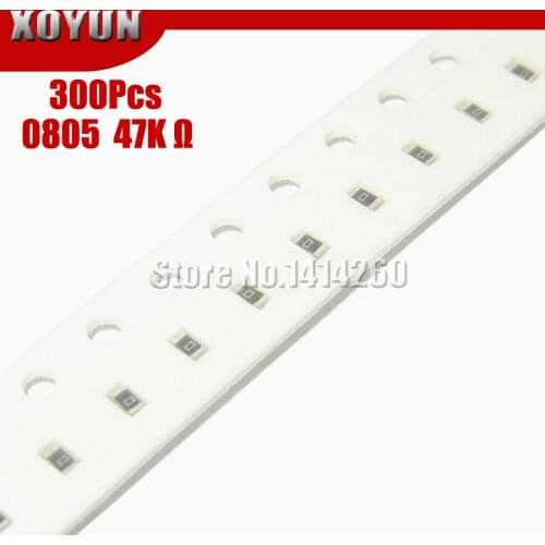 300PCS 0805 SMD Resistor 1% 47K ohm 1/8W 473