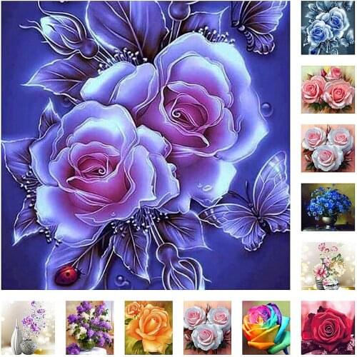 5D Diamond Painting Flower Rose Full Square Round Diamond Embroidery Cross Stitch Kit Rhinestone Mosaic Home Decor Diy Gift