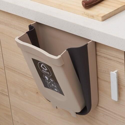 ADOREHOUSE 9L Folding Waste Bin Wall Mounted Recycling Hanging Trash Kitchen Cabinet Door Trashcan Toilet Waste Garbage Bin