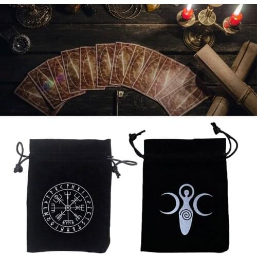 Velvet Moon Phase Goddess Tarot Storage Bag Rune Board Game Card Package 7\"x5\"