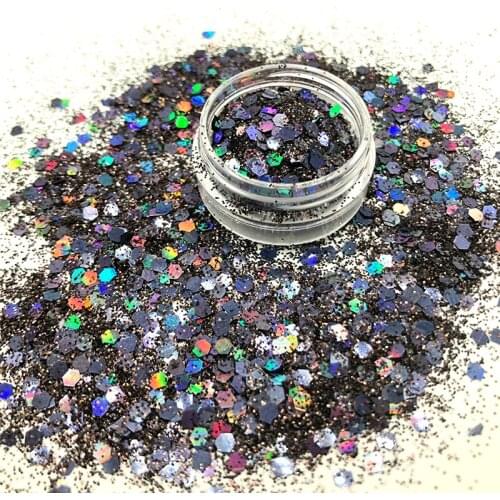 New 100g/Bag Laser Mixed Hexagon Chunky Glitters Powder Flakes Shiny Sticker Nails Art Face Body Hair Party Weddings Decorations