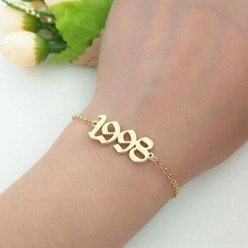 1990-2019 Number Bracelets Stainless Steel 1991 1992 1993 1994 1995 1996 1997 1998 1999 2000 Birth Of Date Year Bracelet Femme
