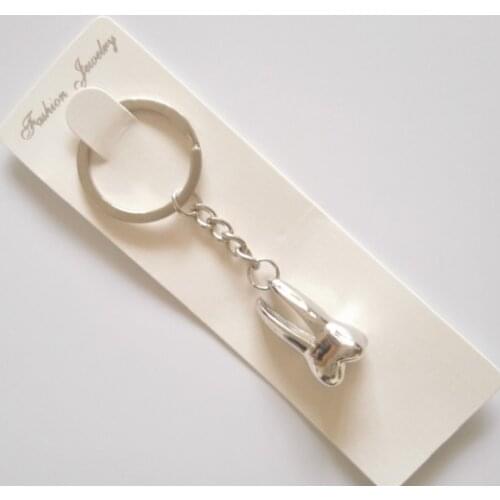 1Pc Teeth Keychain Dentist Decoration Key Chains Stainless Steel Tooth Model Shape Dental Clinic Small Gift