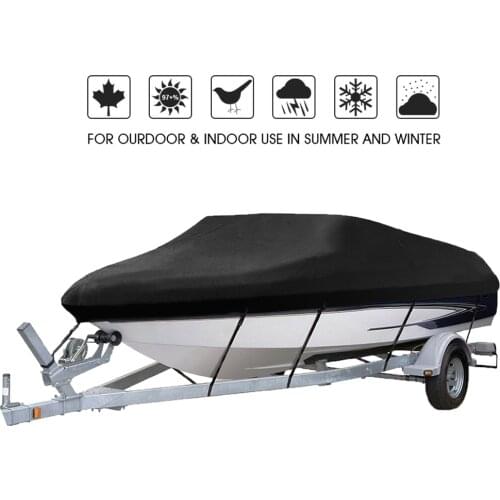 11ft - 22ft 210D Trailerable Boat Covers Waterproof Rain Proof Sunproof UV Protector Speedboat Boat Cover Fishing Ski D35