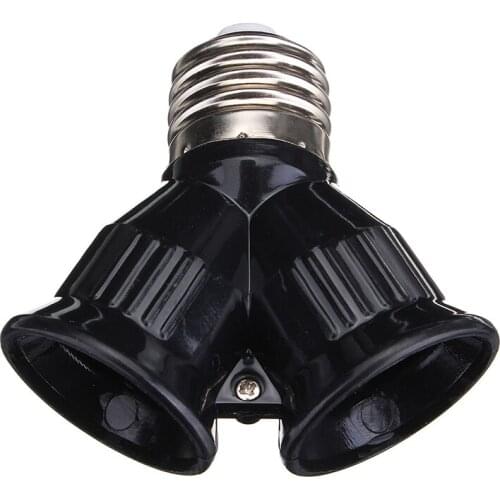 Black E27 Base to 2 Screw Light Lamp Bulb Socket Converter Splitter Adapter LED Holder