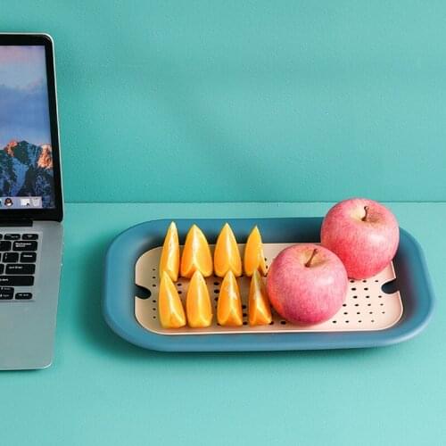 Double-layer Drain Fruit Tray Household Rectangular Teacup Water Cup Tray Fruit And Vegetable Cleaning Drain Tray Storage Basket