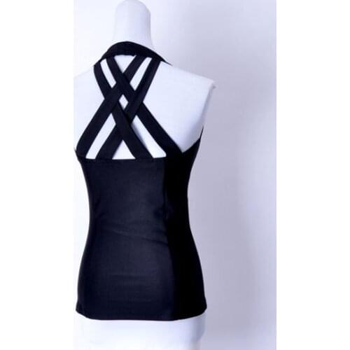 Exotic dance dance Latin dance cardigan zipper after cross belt sleeveless jacket T14022 Latin dance