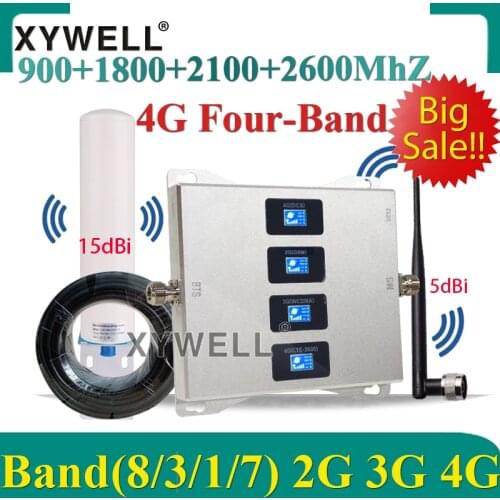HotSale!! Amplifier 4G 900/1800/2100/2600mhz Four-Band CellPhone Cellular Booster GSM 2g 3g 4g Signal Repeater GSM UMTS DCS LTE