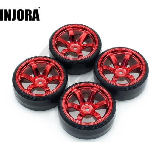 INJORA 4Pcs 1/10 Drift Car Tires Hard Tyre for Traxxas Tamiya HPI Kyosho On-Road Drifting Car Spare Parts