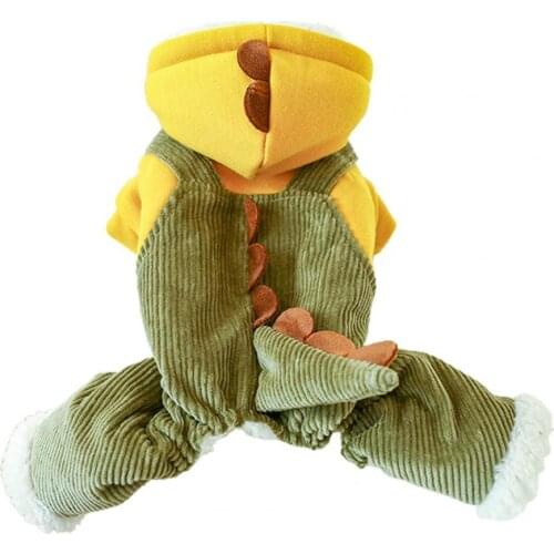 Dog Jumpsuit Hooded Design Windproof Thickening Puppy Warm Four-legged Overalls for Autumn