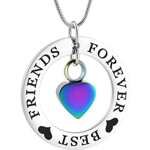 Tiny Heart Urn Necklace for Ashes Keepsake Memorial Jewelry,Circle of Life Engraved ''Forever Best Friend''Memorial Jewlery