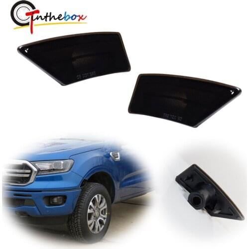 Gtinthebox Smoked Lens Car Front Bumper Side Marker Light Cover Housings For 2019-2021 Ford Ranger XL/XLT/Lariat, No Bulb/Socket
