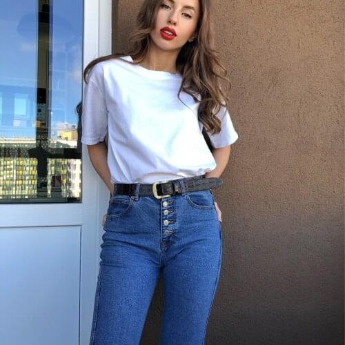 Summer Women T Shirt Solid Casual Loose Tshirt Korean Female T-shirt Tops oversized Cotton Oversized T Shirt Harajuku Basic