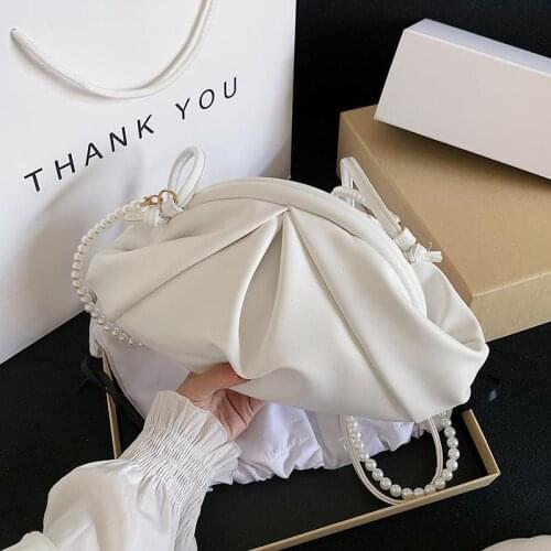 Pearl Design Small PU Leather Crossbody Bags For Women 2020 Elegant Cloud Bag Shoulder Handbags Female Travel Cross Body Bag