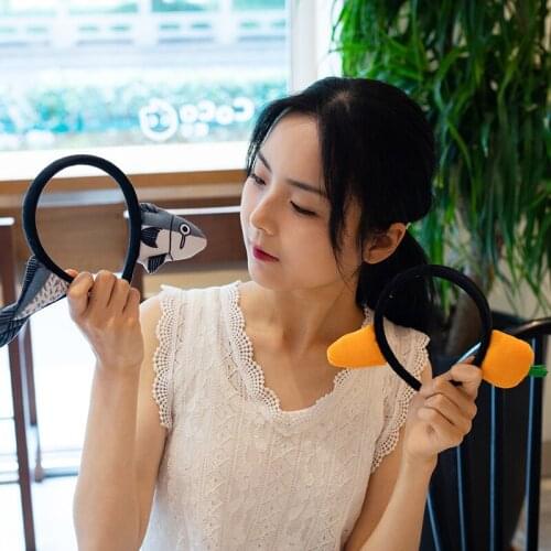 Lovely Cartoon Fish Rabbit Dinosaur Giraffe Pig Bear Lobster Animal Plush Toy Hair Hoop Soft Stuffed Kawaii Gift For Child Girl