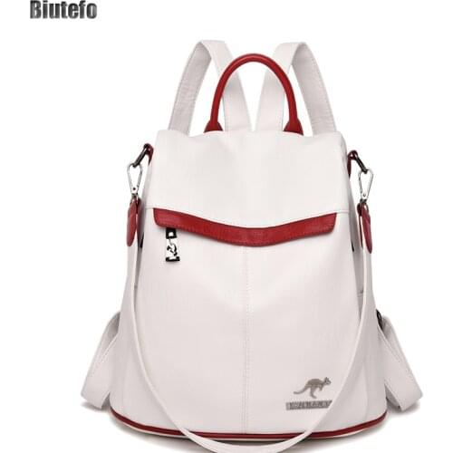 Fashion Multifunction Backpack Women Pu Leather Shoulder Mochila Antirrobo Mujer Soft Impermeable School Bags Bolso Casual New