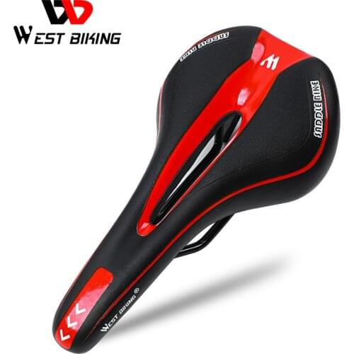 WEST BIKING Soft Bike Bicycle Saddle PU Leather Comfortable Road Mountain Bike Seat Silica Gel Cushion Shockproof Front Seat Mat