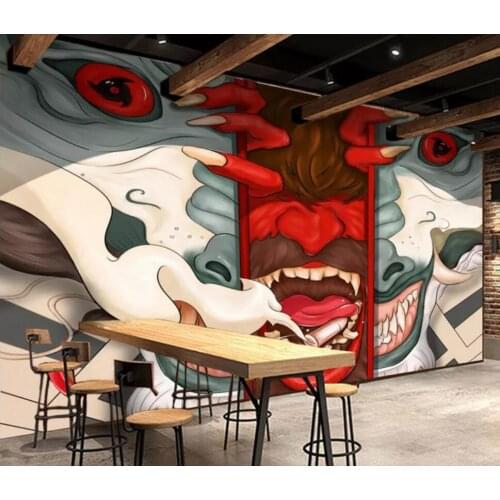 Ukiyoe ghost hand-painted dining bar background wall decoration wallpaper murals