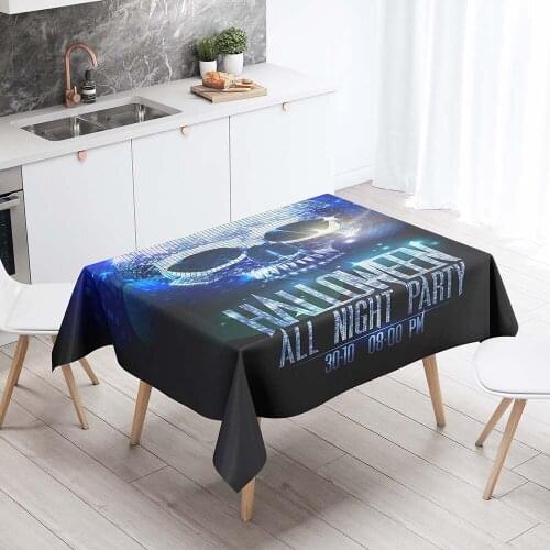 Track On The Rectangluar Table 3D Printing Hallowmas Pattern Tablecloth For Home And Kitchen