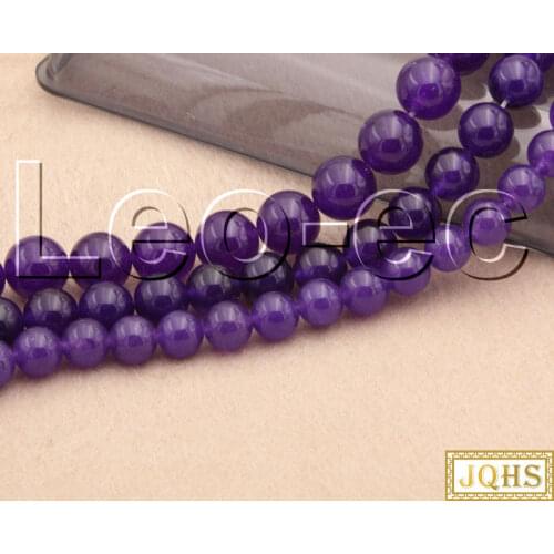 Natural 12mm 14mm round purple jades Stone Beads for Jewelry Making 15" v1379