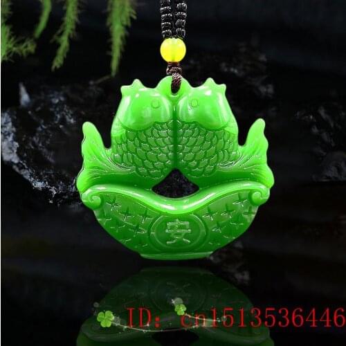 Jade Carp Pendant Double sided Carved Charm Natural Amulet Fish Necklace Jadeite Chinese Fashion Gifts Jewelry